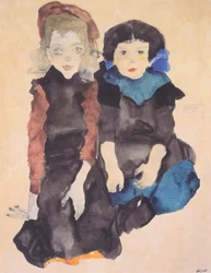Zwei kauernde Mädchen